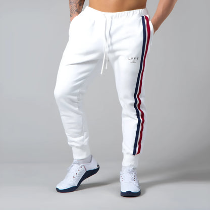 Long cotton pants for outdoor fitness and training in black, white, navy blue, and light board colours