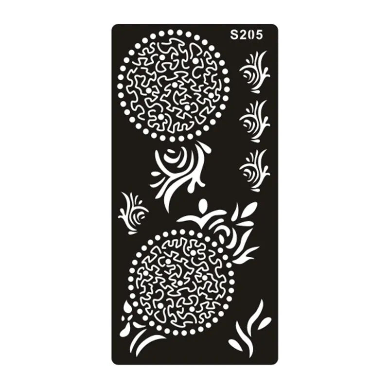 Hollow geometric tattoo template sticker on water transfer paper, Southeast Asian style design.