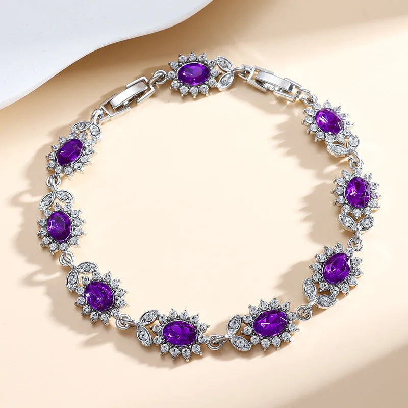 Women's simple inlaid zircon electroplated eco alloy fashion bracelet, 9 colour options