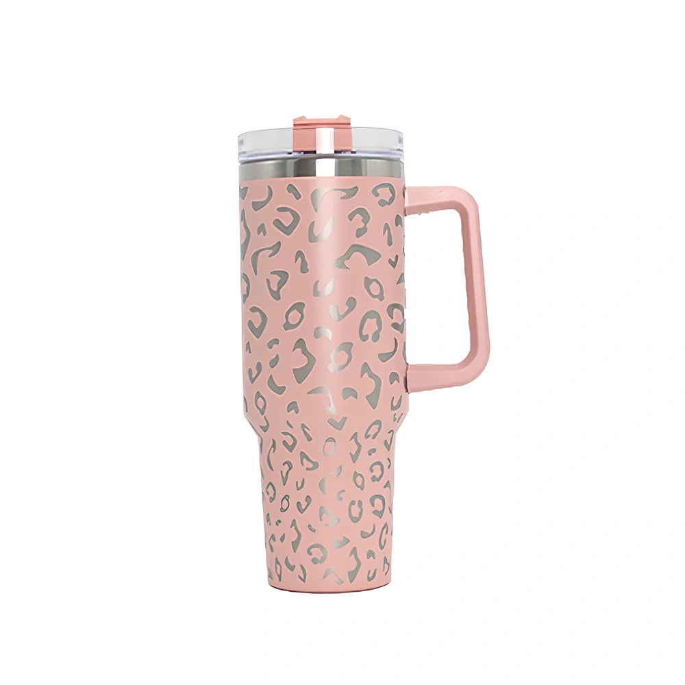 304 stainless steel vacuum cup with double-wall insulation showing 40oz capacity and 26cm height dimensions