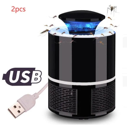 Black or white USB photocatalyst mosquito trap with UV lights, 19cm size, 94cm cable.