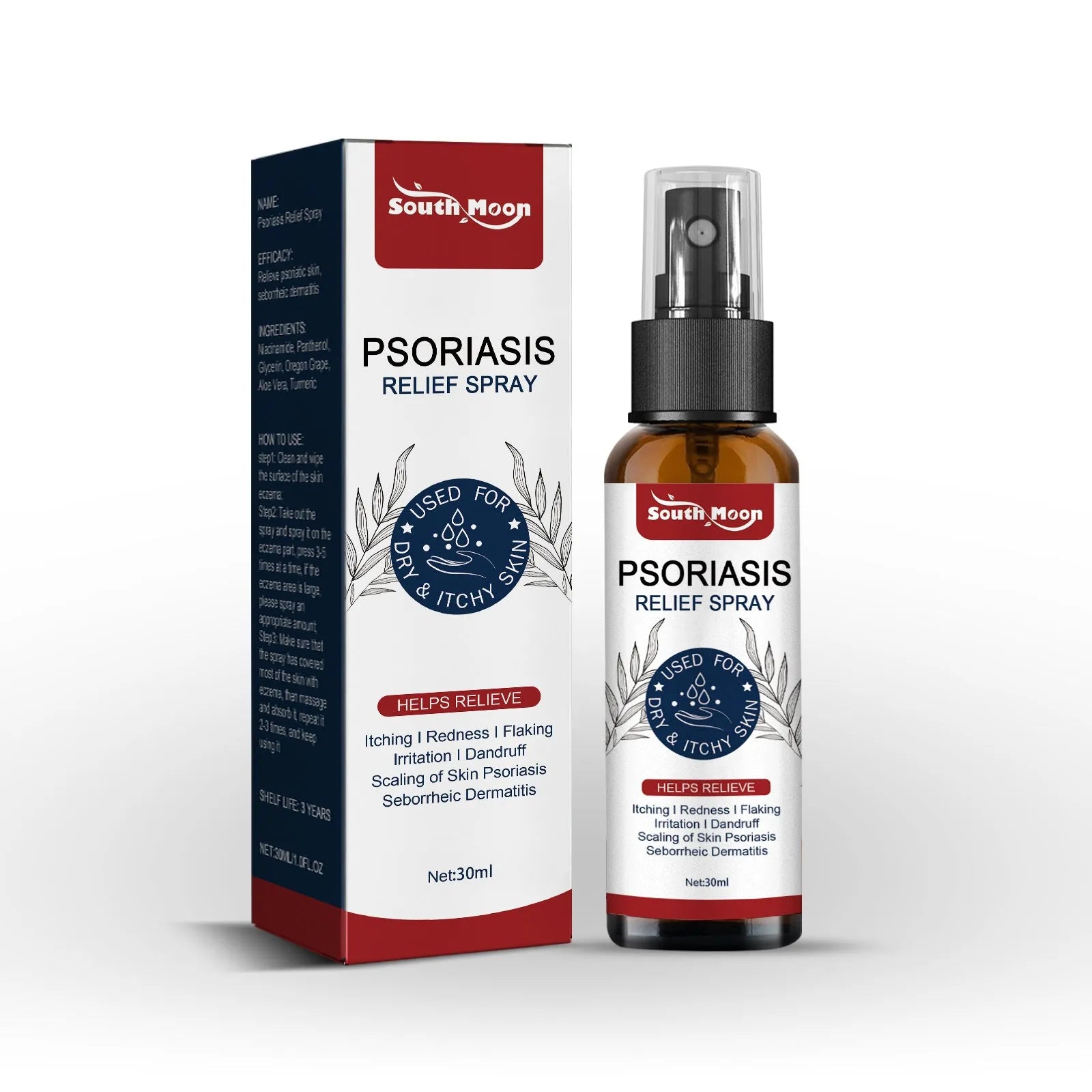 30ml bottle of clear body care spray for nursing sensitive skin.