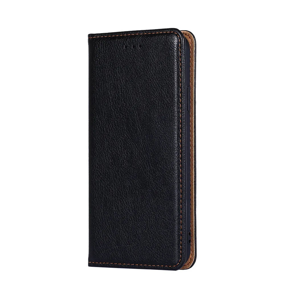 Magnetic leather PU flip phone case for Samsung Note and S Series with card slot and adjustable bracket