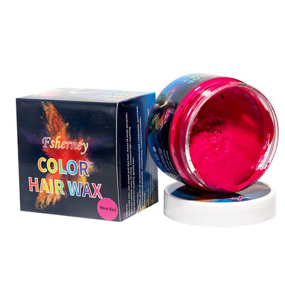 120g hair styling clay container showing colour options including blue, green, purple and other shades