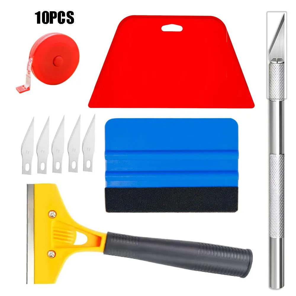10 piece plastic car film smoothing tool set for automotive window tint and vinyl application
