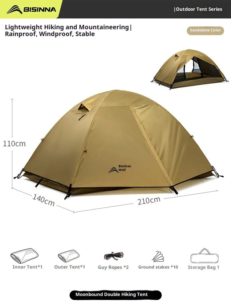 1-2 person lightweight hiking tent 210x140x110cm four season aluminium rod camping tent