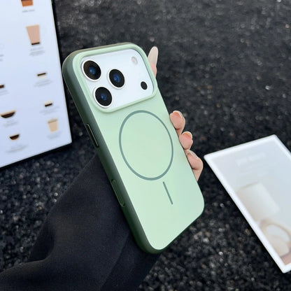 Magnetic protective iPhone case with AI photography button in frosted finish showing blue colour option