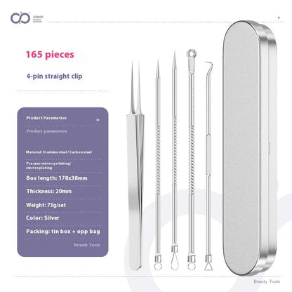 Four metal acne needles with ultra fine pointed tips for precise spot treatment skincare