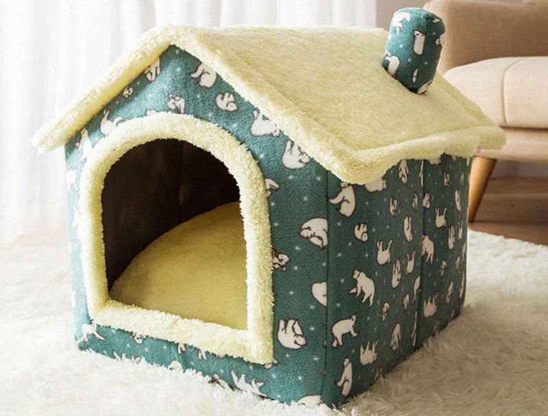 Cozy and Foldable Pet Bed for Dogs and Cats: Premium Synthetic Fur, Self-Warming, and Non-Slip Design