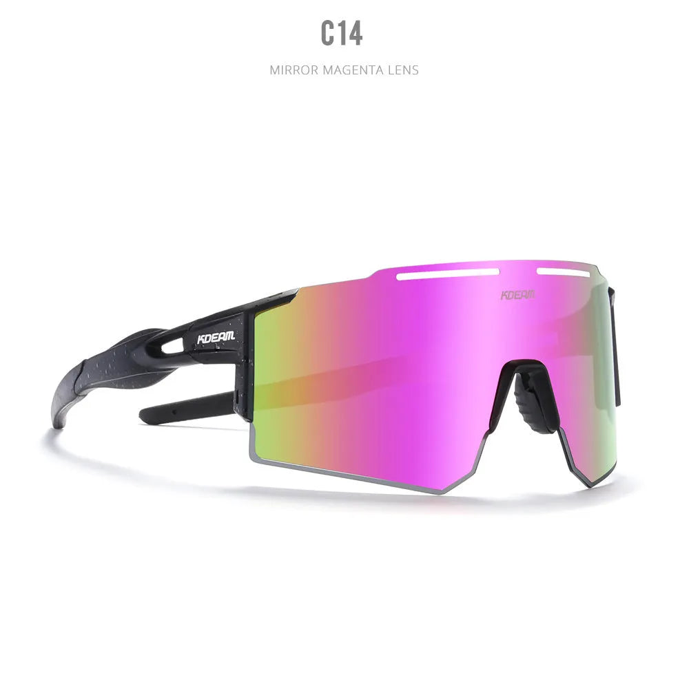 Polarised cycling sunglasses with frameless TR90 lightweight frame in sports design for athletic activities