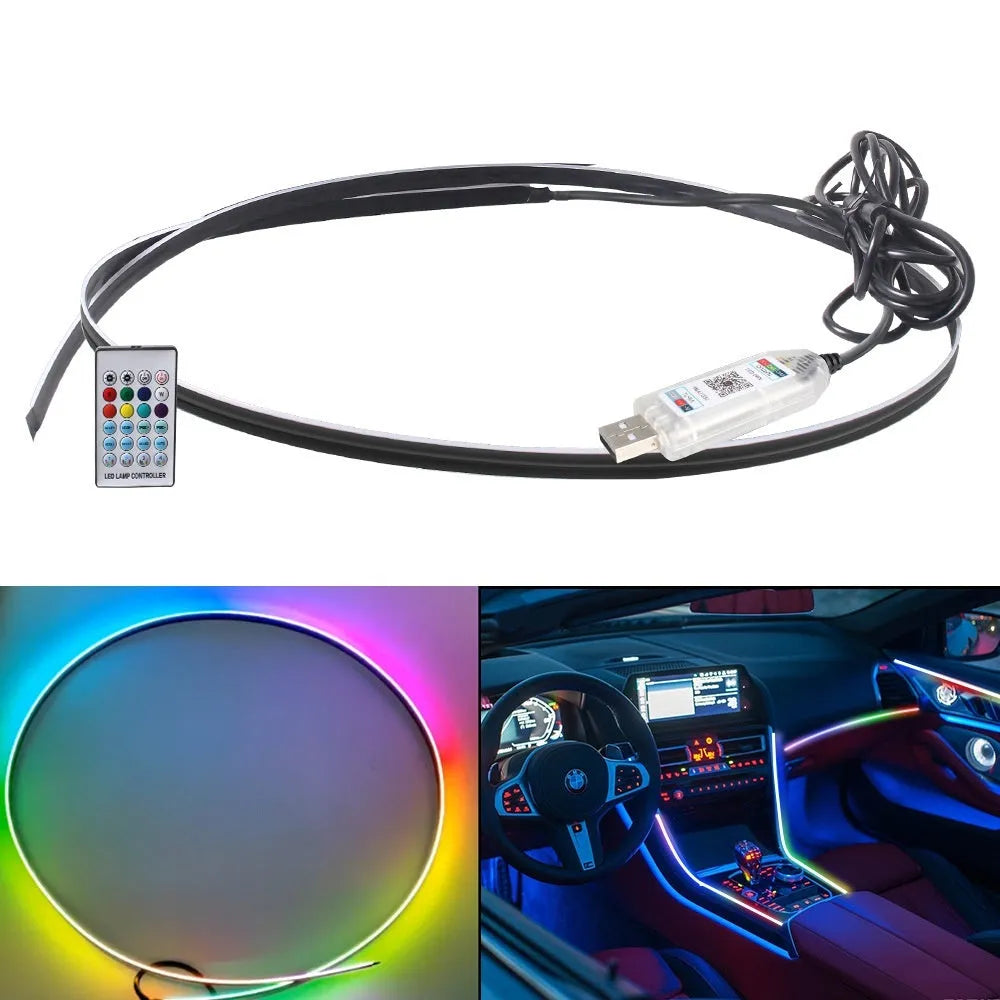 110cm long flexible LED car interior ambient lighting strip with remote control