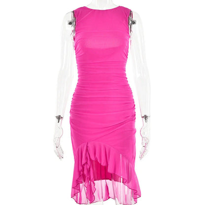 Chic sleeveless sheath dress in various colors, featuring a unique collage/splicing design and a form-fitting silhouette