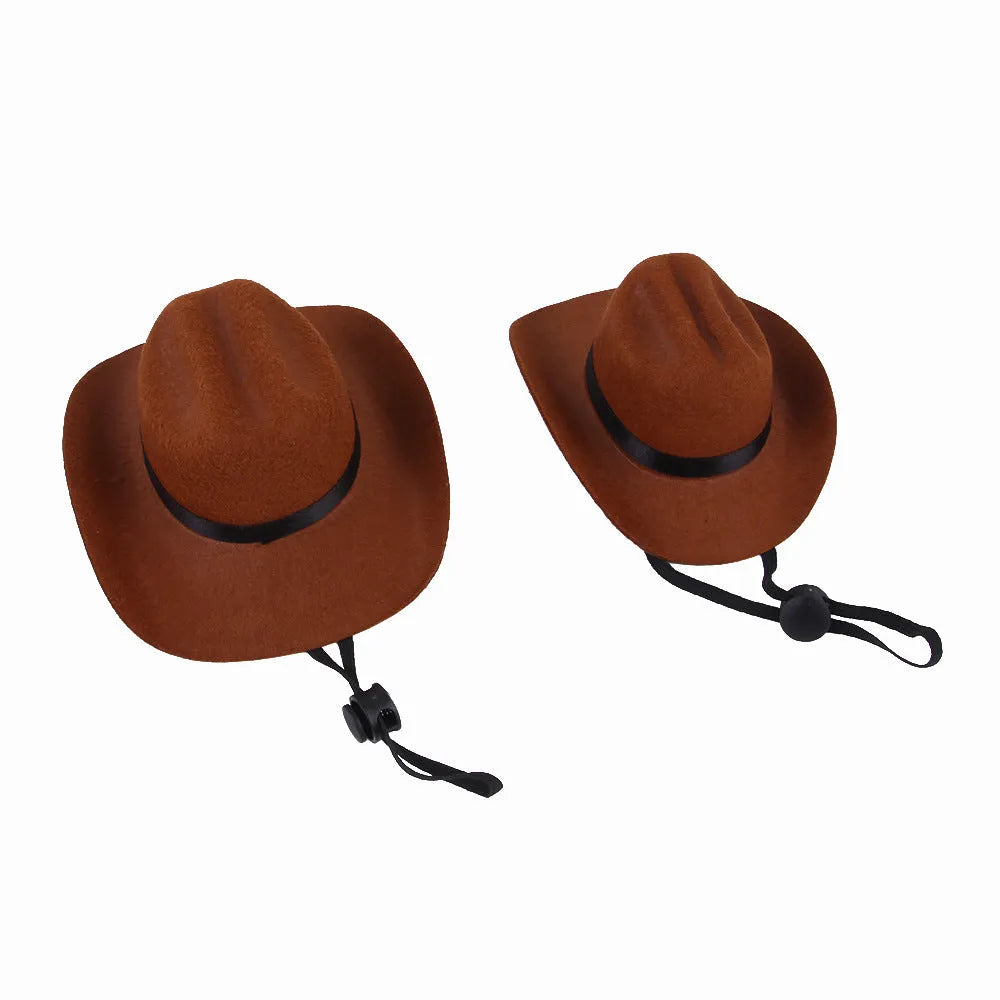 Adjustable cowboy hat for dogs in black, brown, burgundy or coffee colours