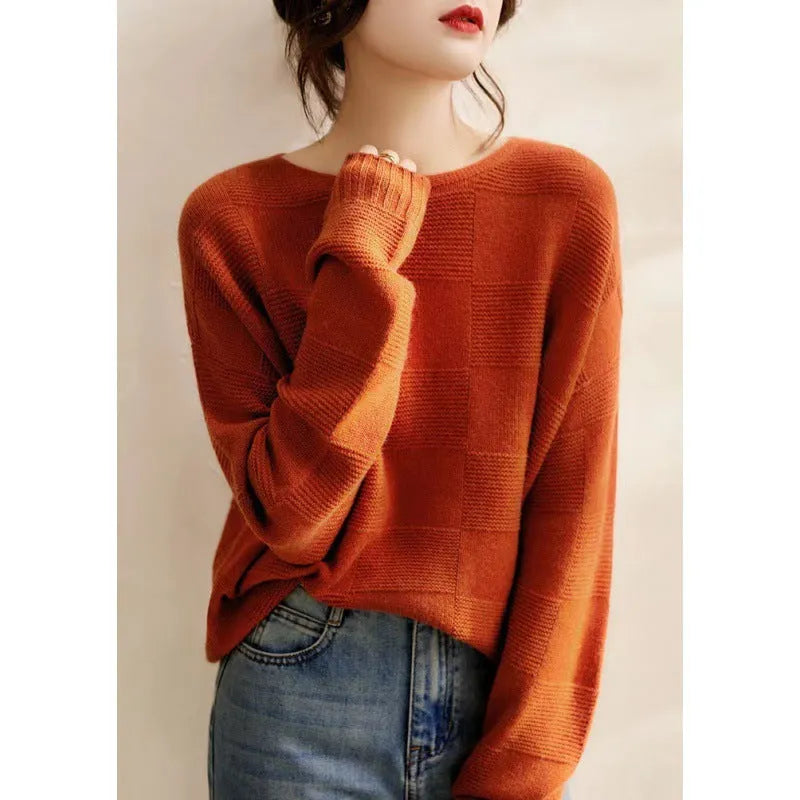 Seamless loose knit pullover jumper in green, orange, coffee, purple or black, sizes S to XL