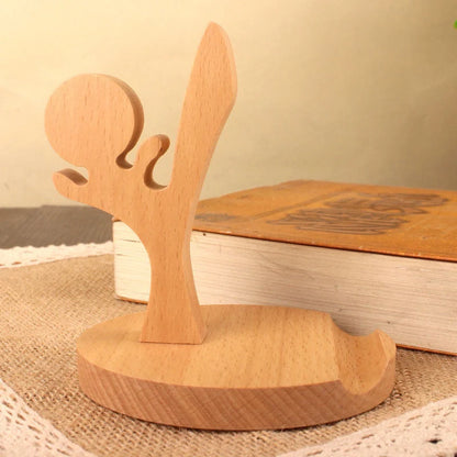 Custom beech wood lazy phone holder with various designs for hands-free convenience