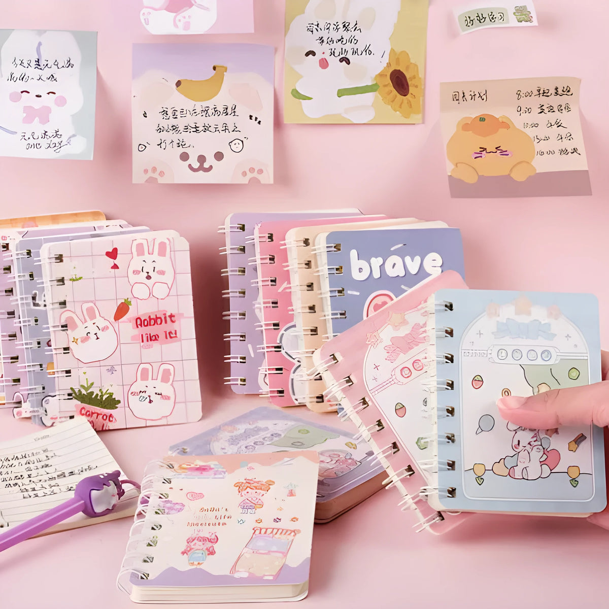Flip Student Coil Book pocket notebook with cloth cover in various colourful designs