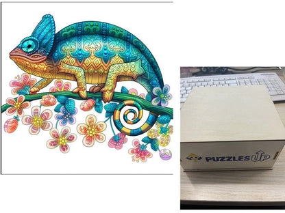 Animal Puzzle Set in A3 size with wooden storage box, vibrant animal designs for educational fun