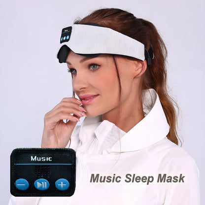 Grey outline Bluetooth sleeping eye mask made from soft polyester fabric.