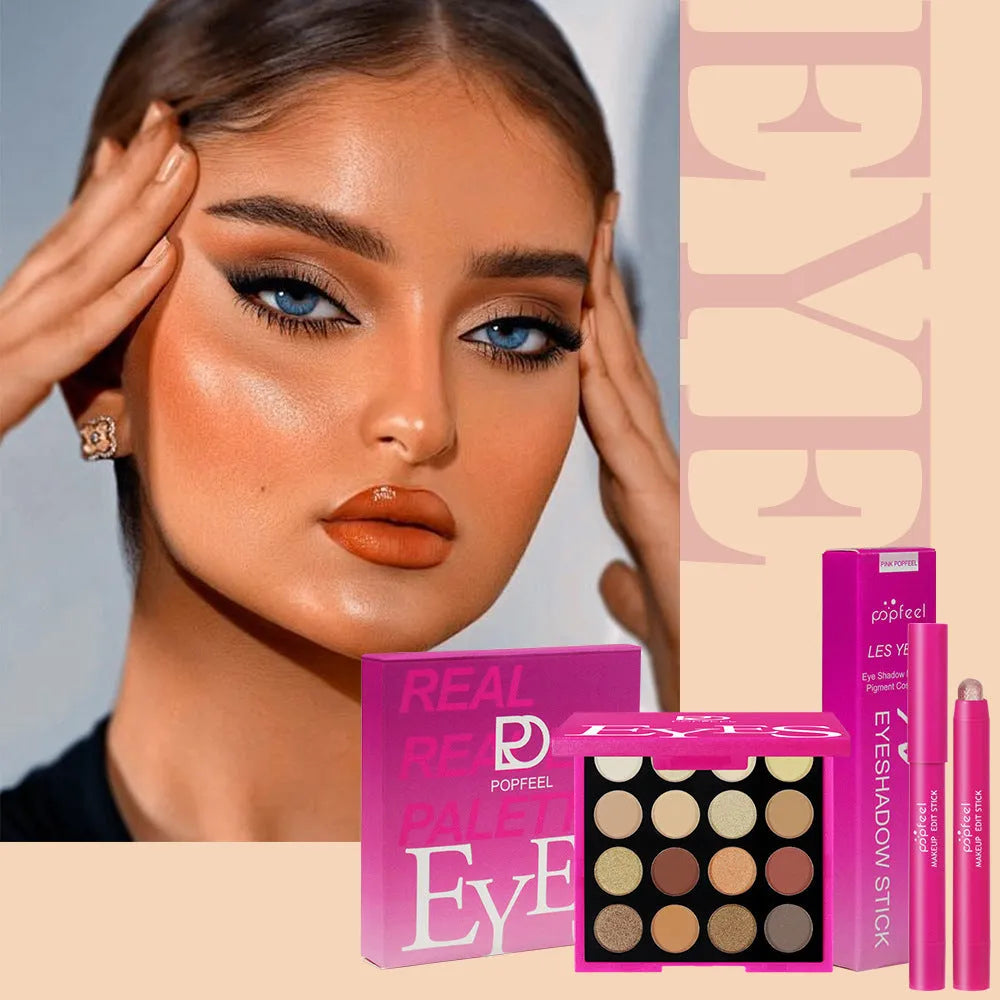 Beginner makeup set with pumpkin-orange products for punk and national fashion styles