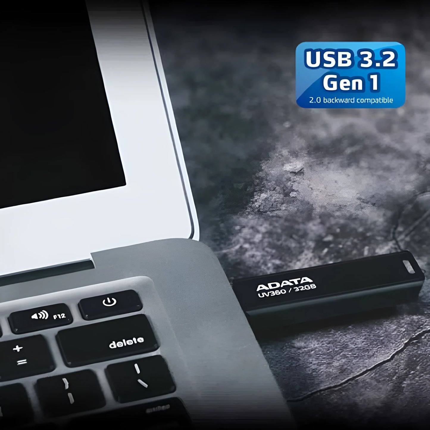 Black waterproof plastic USB flash drive for car mounting, showing compact size.