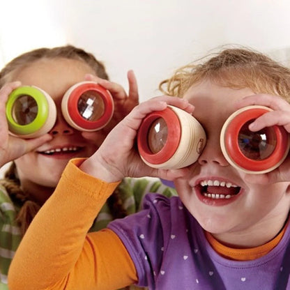 Wooden Magic Kaleidoscope educational toy for children with rotating colour effects