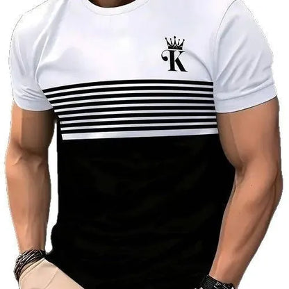 Men's loose fit short sleeve polyester t-shirt shown in available colours: black, gray, white, dark red.