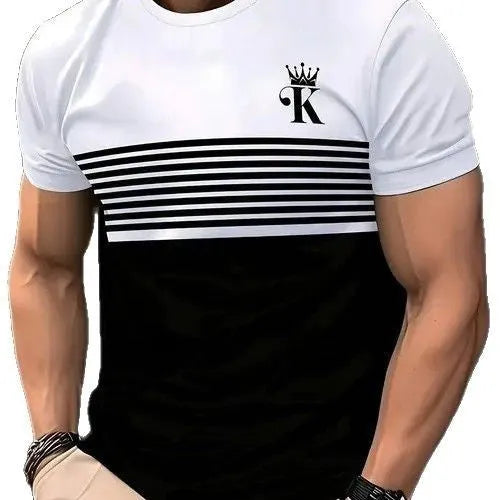 Men's short sleeve t-shirt in loose fit polyester, available in multiple colours including black, gray, white and dark red, casual summer top for teenagers and adults in sizes from XS to 6XL.