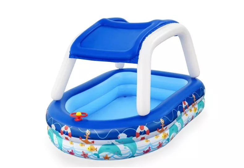 Boat Type Sunshade Pool for children with UV protection, dimensions 2.13m x 1.55m x 1m