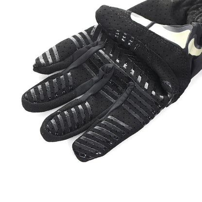 Skull luminous full finger riding gloves in black or khaki, ice silk polyester, touch screen and non-slip, sizes S-XXL