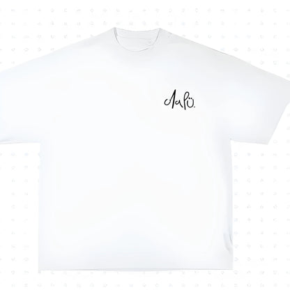 Black printed cotton t-shirt with street hip hop design showing round neck collar and short sleeves