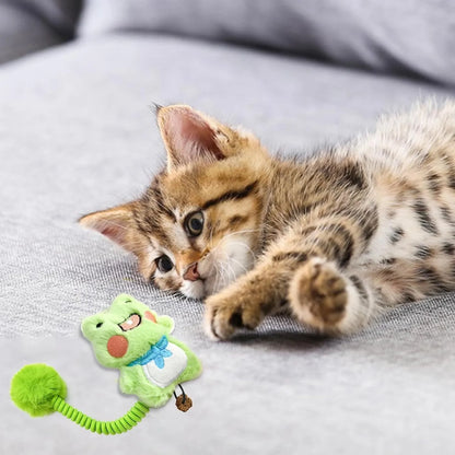 Interactive cat toys with silvervine fruit, spring, fuzzy ball and plush animal designs for kittens