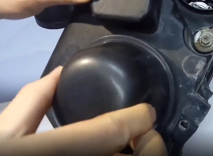 Black silicone 90mm diameter car LED headlight rear dust cover for General Motors vehicles.