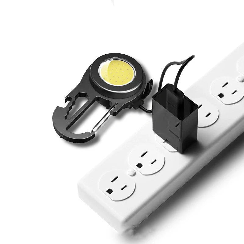 6 IN 1 Multi-functional Mini Keychain Lamp with super bright COB light and USB rechargeable feature