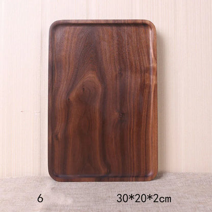 Japanese style black walnut wooden rectangular dinner plate with hand-painted plain surface