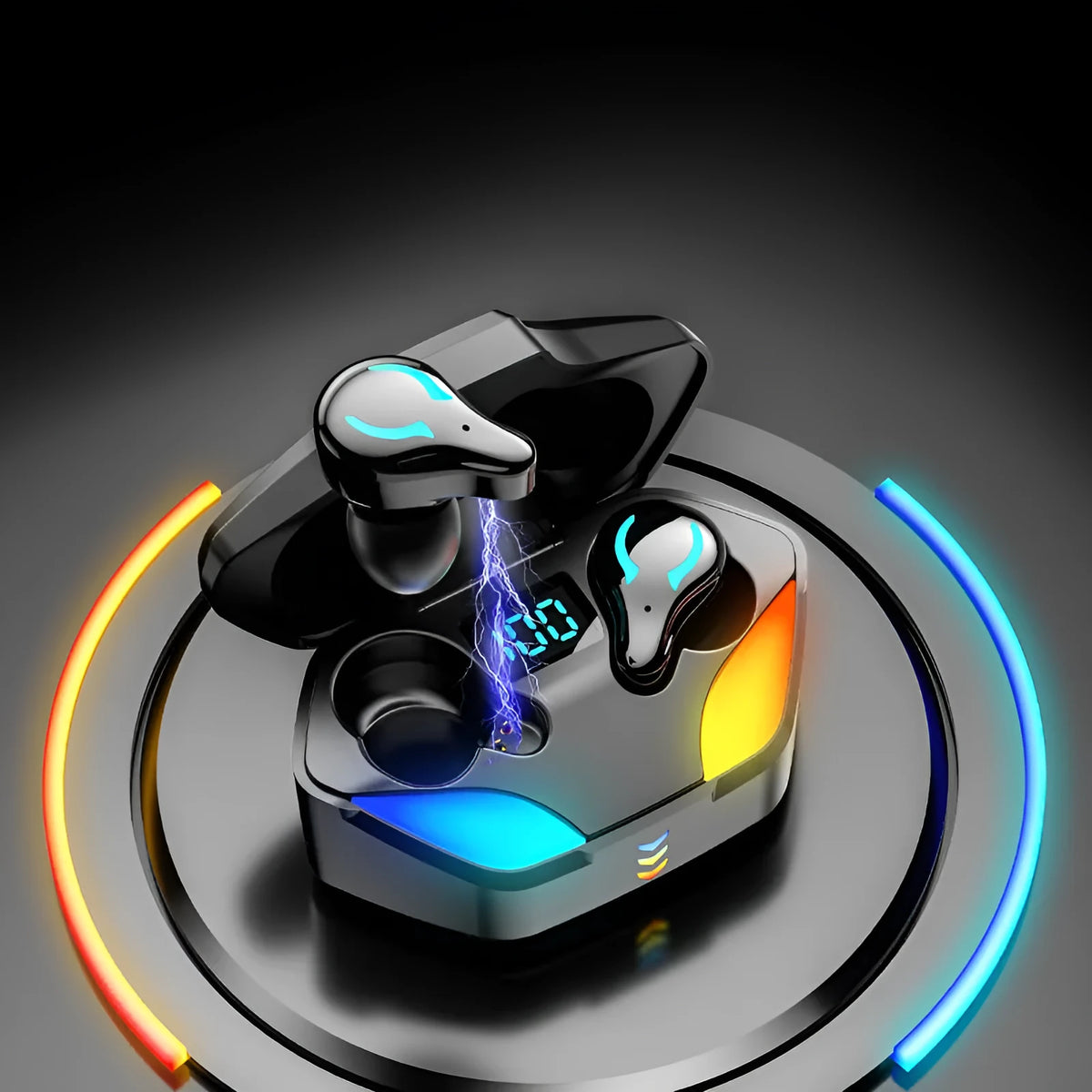 Black Bluetooth gaming headset with in-ear design for mobile games