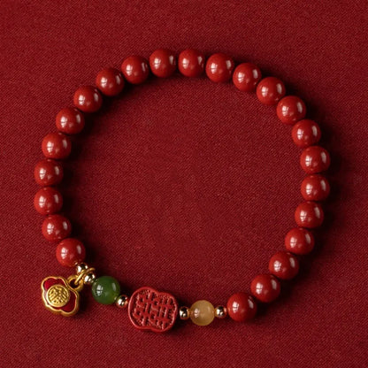 Emperor sandstone bracelet with fu character charm in New Chinese style