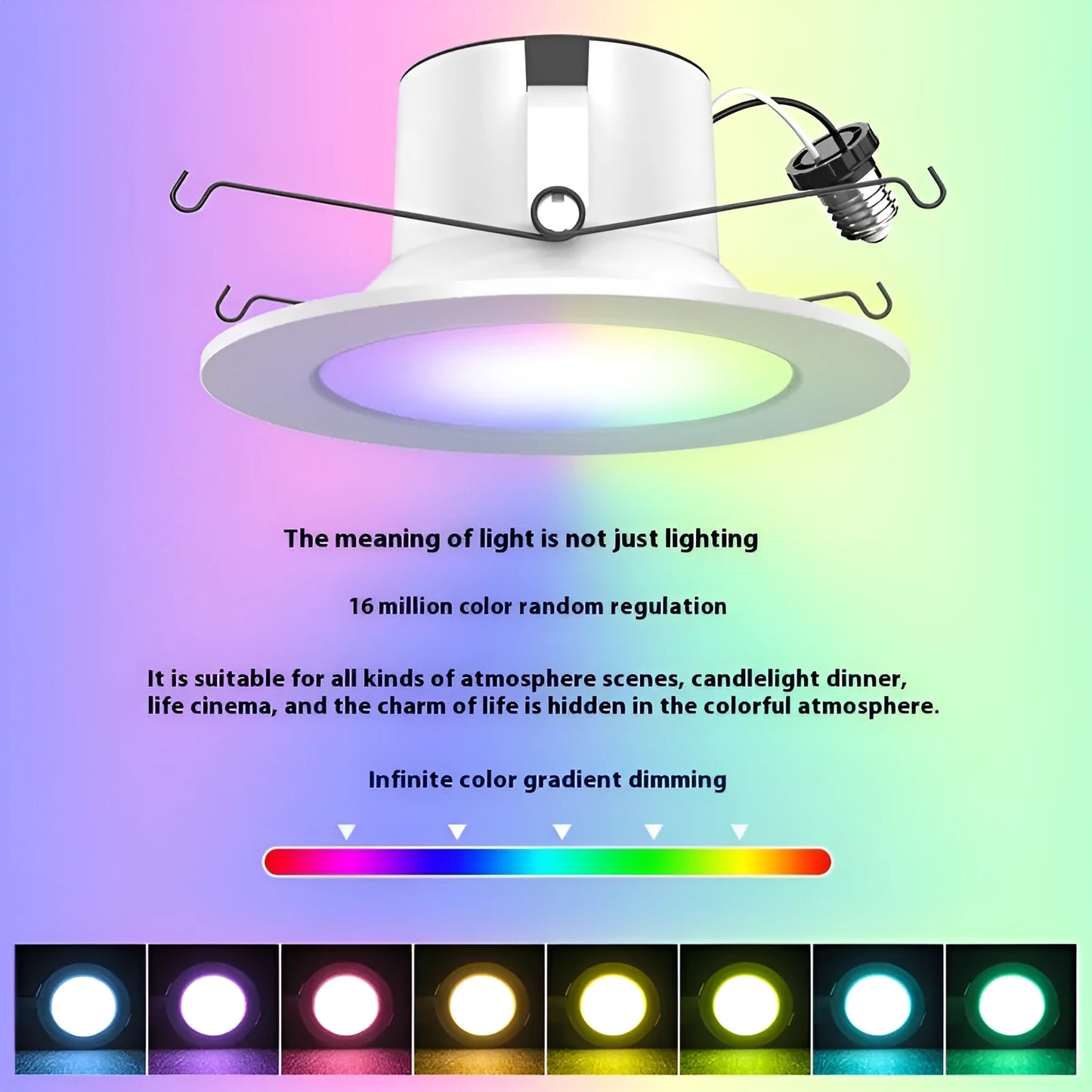 Smart WiFi Bluetooth RGBW colour changing ceiling lamp with American E26 base.