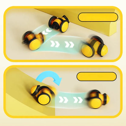 Electric cat toy with bee design and feather teaser in pink or yellow colour options