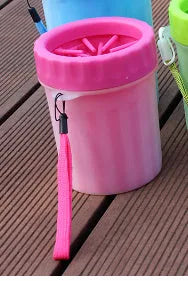 Silicone dog foot washing barrel bucket in blue colour for cleaning pet paws