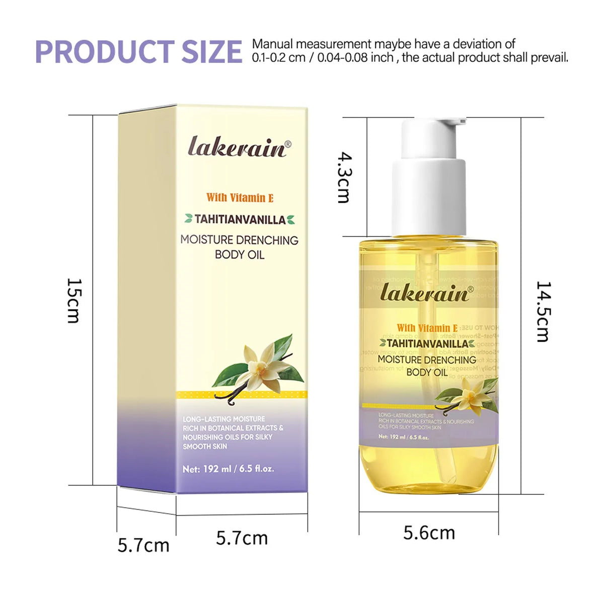 Vanilla Body Oil 192ml moisturizing nourishing soft skin oil for universal skin type body lotion