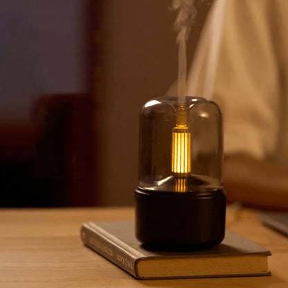 Candlelight aroma diffuser 120ml USB air humidifier with LED night light in beige