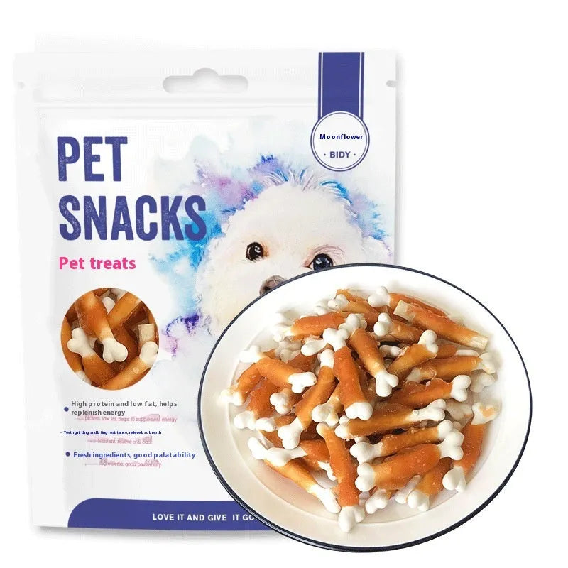 400g bag of Betty brand chicken wrapped milk bone dog treats on a white background.