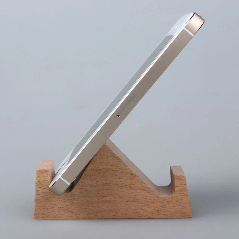 Custom beech wood lazy phone holder with various designs for hands-free convenience
