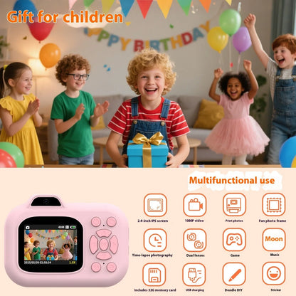 Children's plastic camera in pink, blue or purple with video recording and photography functions