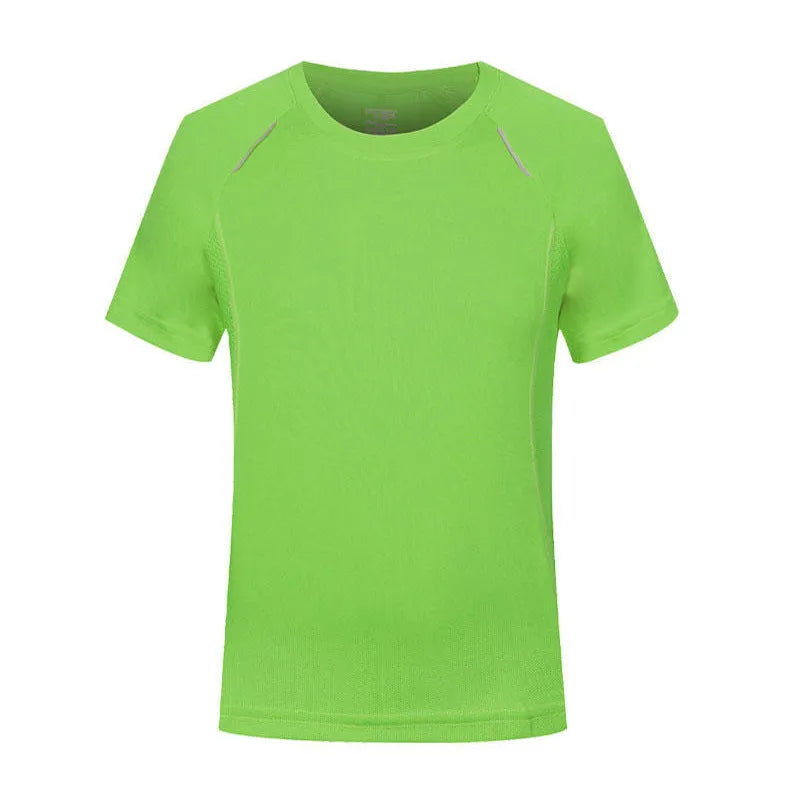 Men's slim fit quick-dry T-shirt in grey, showing round neck and short sleeve design.