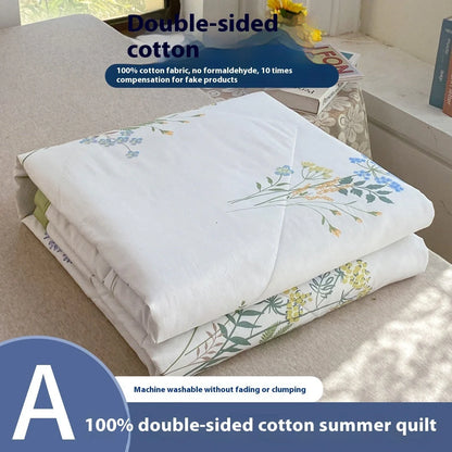 Double-sided cotton summer blanket with vibrant patterns