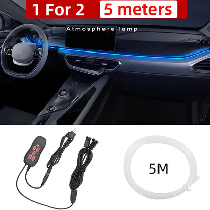 Car centre console LED ambient light strip in 3m or 5m length with USB power and multi-colour button control