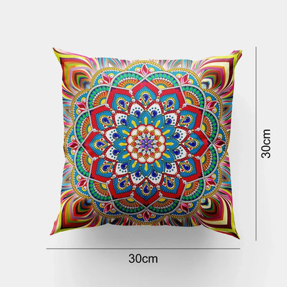Handmade mandala pattern cushion cover with customisation kit including drill bag and assorted beads