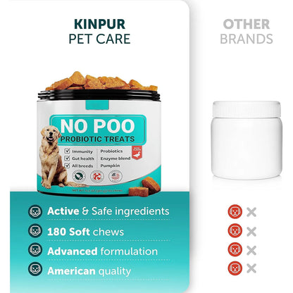 Container of 180 pumpkin-flavour chewable probiotic tablets for dog intestinal health
