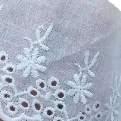Cotton embroidered lace trim ribbon showing floral cutout patterns in four different width styles
